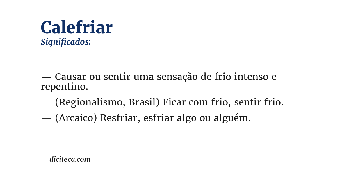 Significado de calefriar
