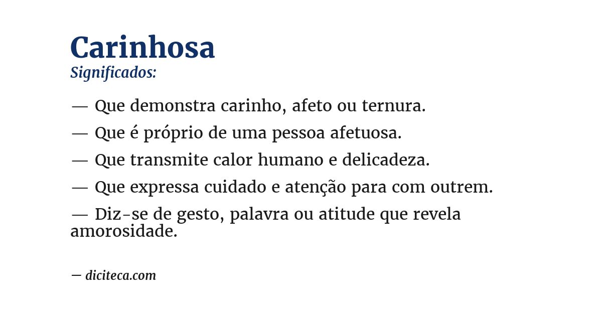 Significado de carinhosa