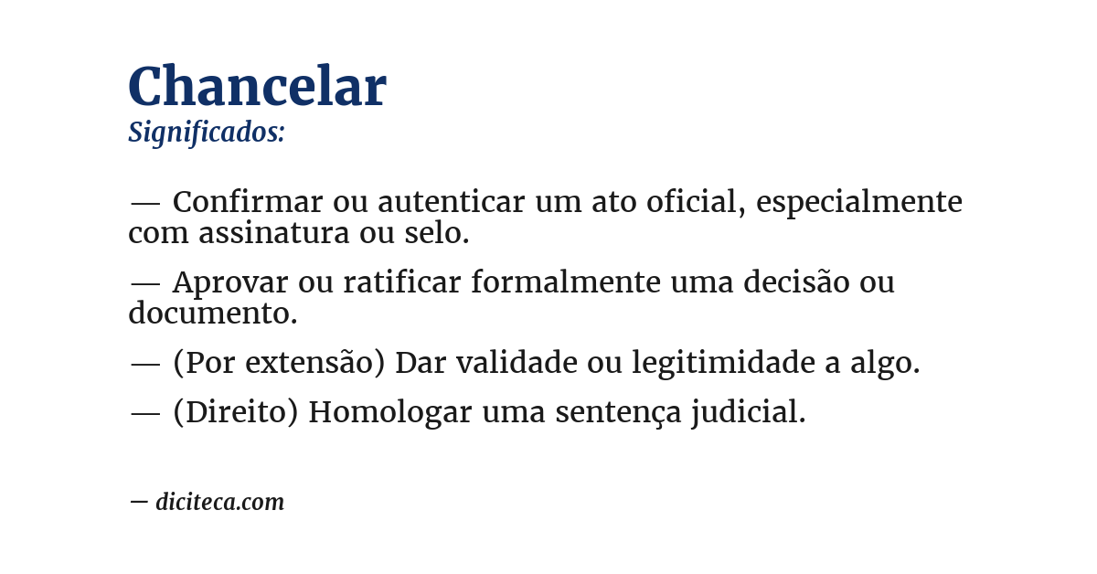 Significado de chancelar