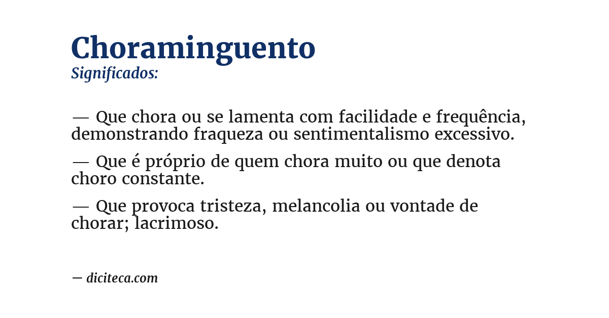 Significado de choraminguento