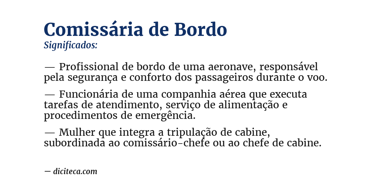 Significado de comissária de bordo