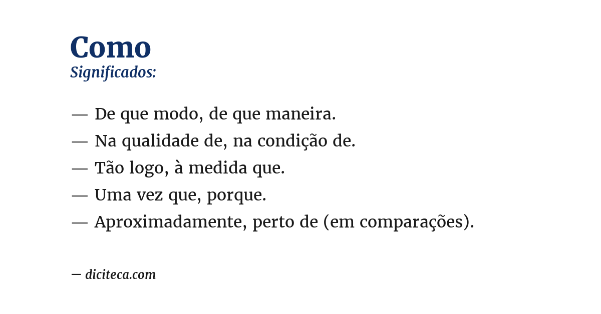 Significado de como