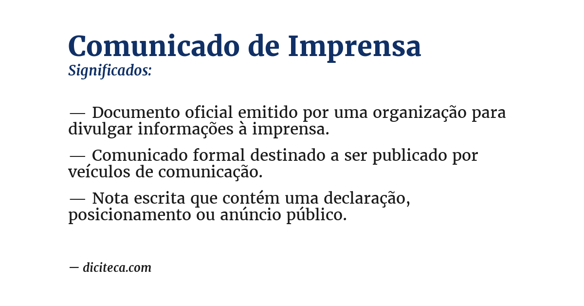 Significado de comunicado de imprensa