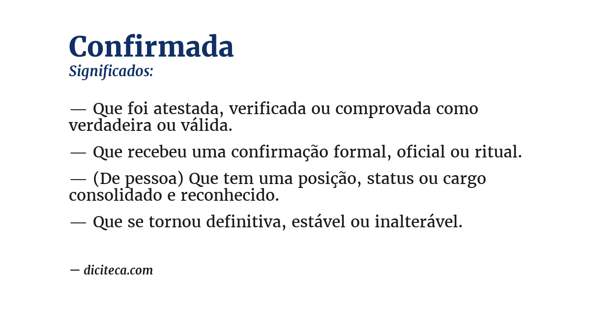 Significado de confirmada