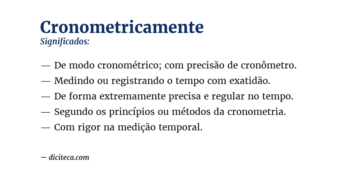 Significado de cronometricamente