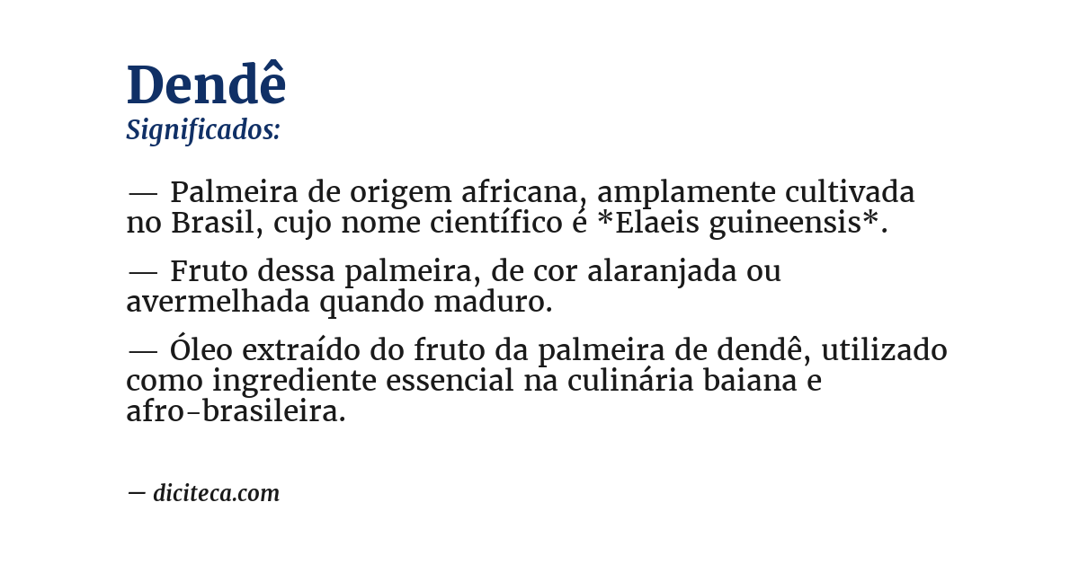 Significado de dendê