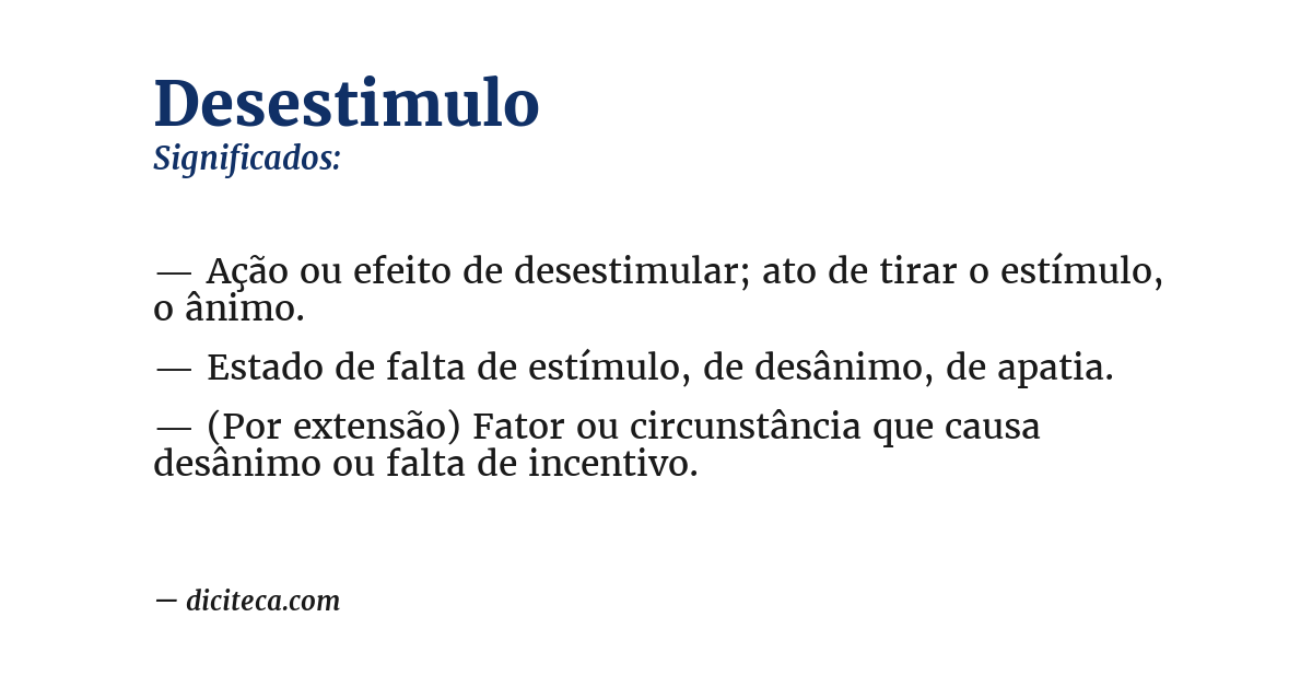 Significado de desestimulo