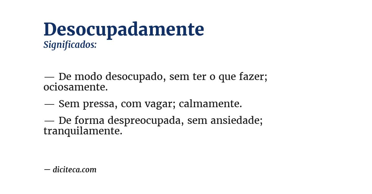 Significado de desocupadamente