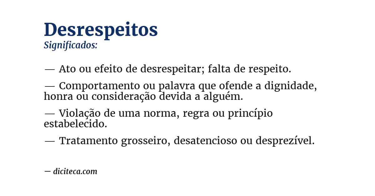 Significado de desrespeitos