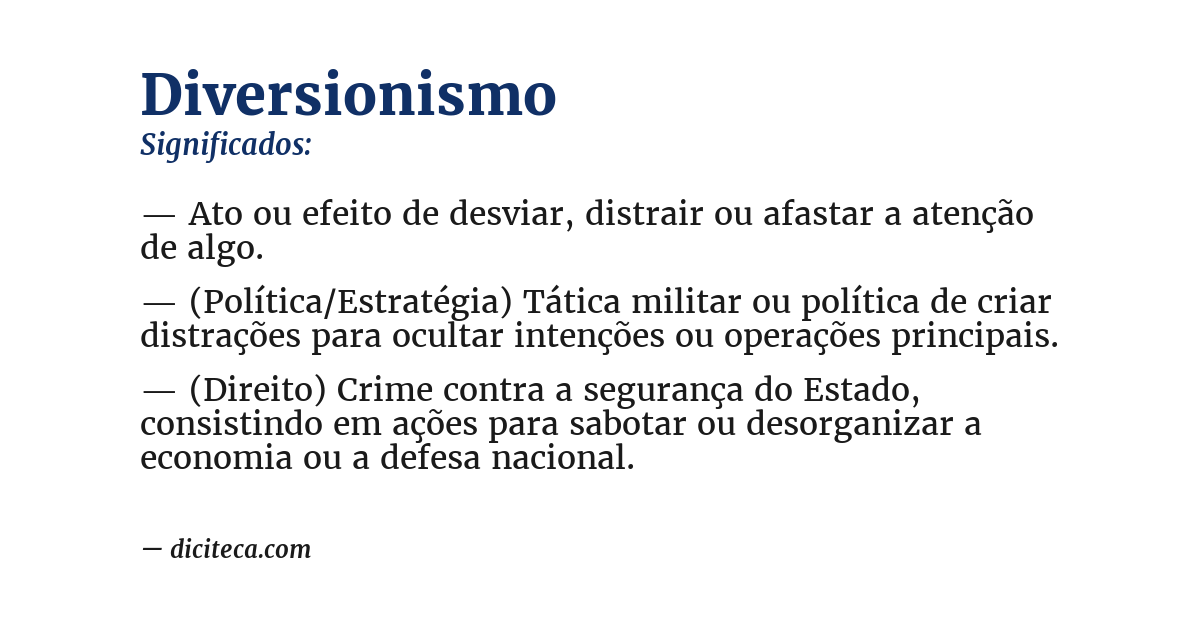 Significado de diversionismo