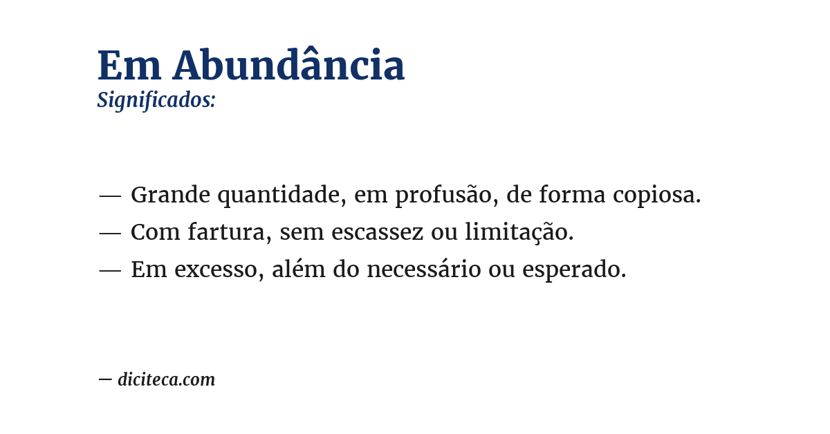 Significado de em abundância