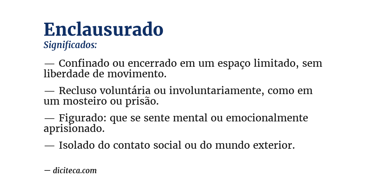 Significado de enclausurado