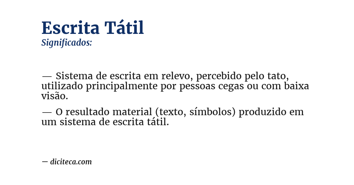 Significado de escrita tátil