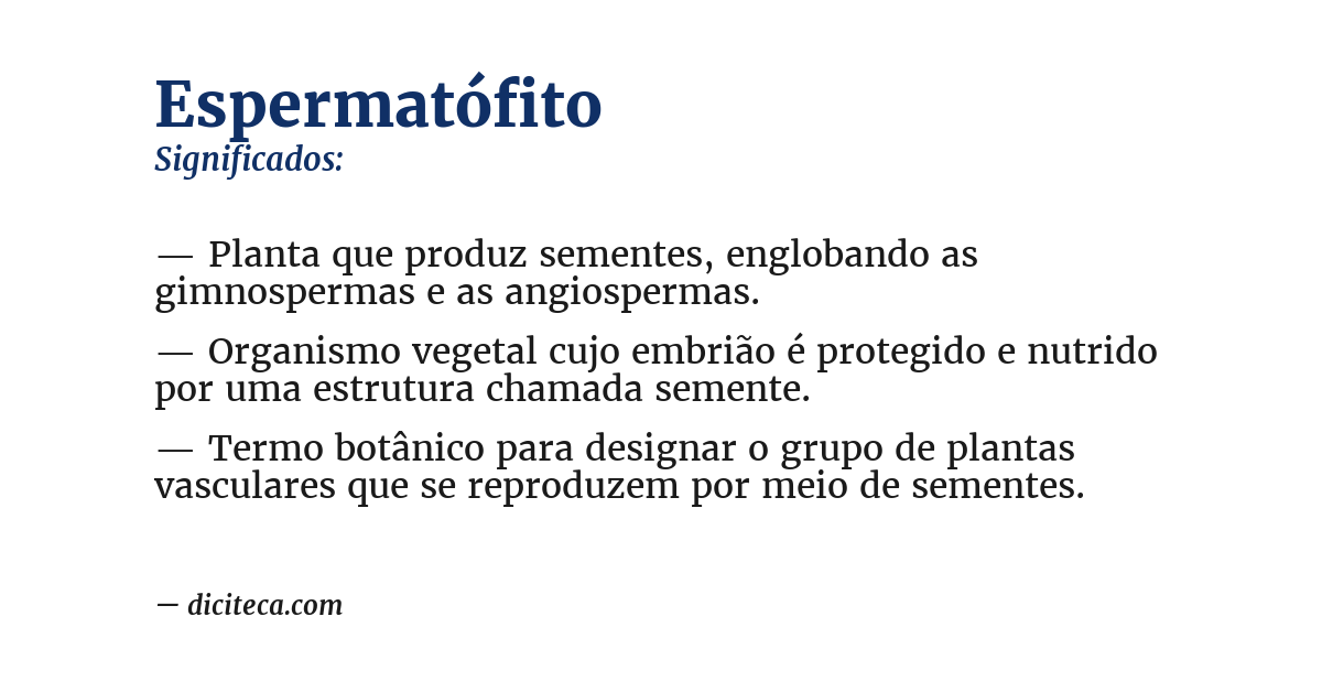 Significado de espermatófito