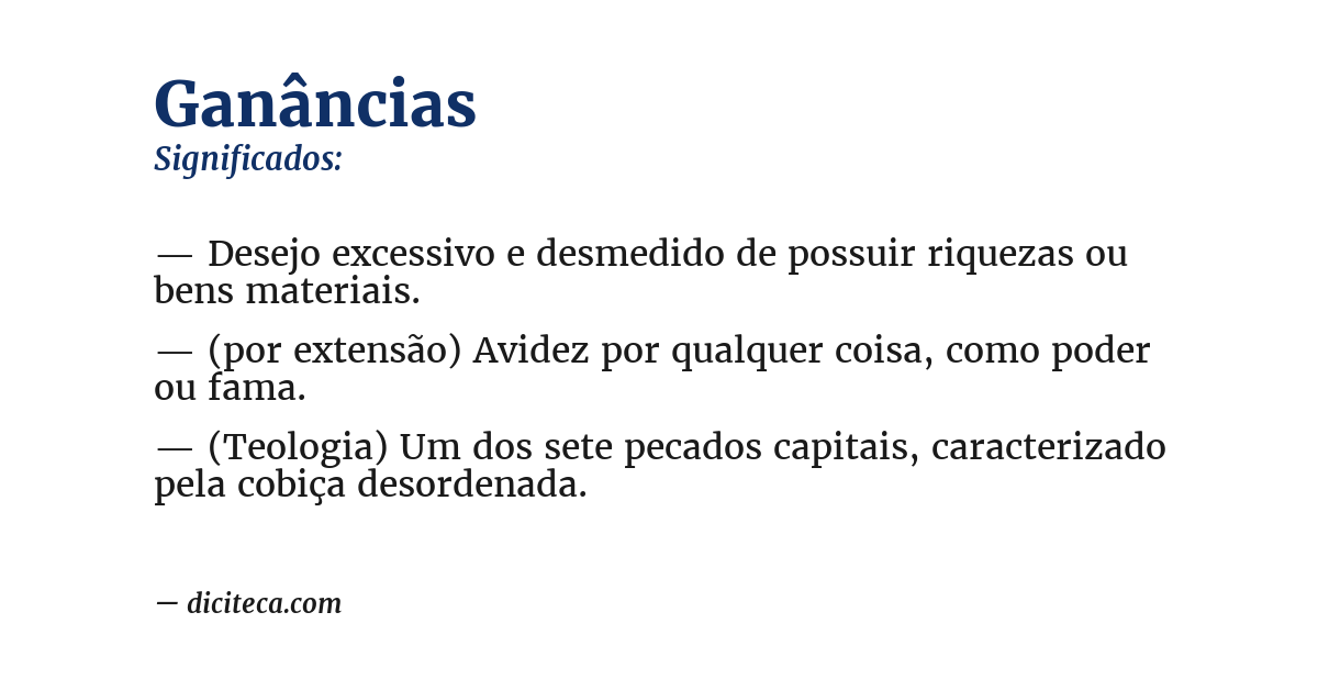 Significado de ganâncias