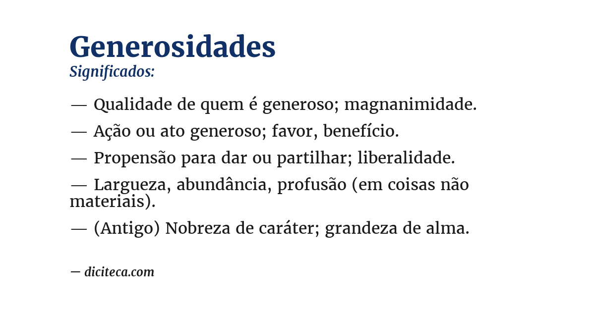 Significado de generosidades