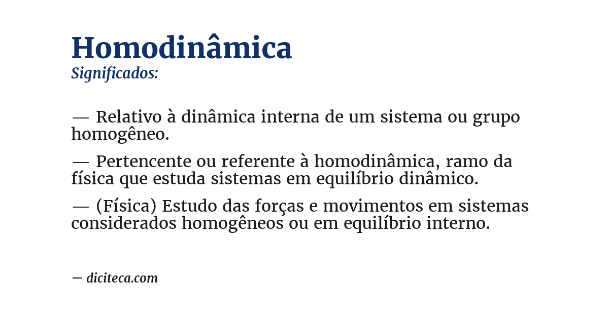 Significado de homodinâmica