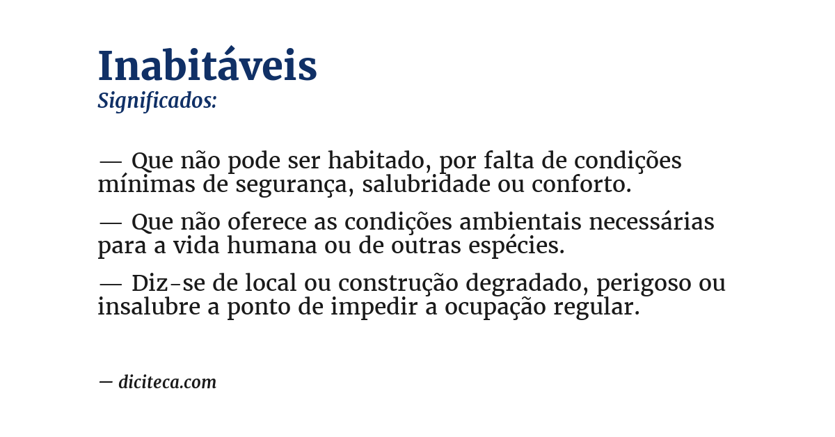 Significado de inabitáveis