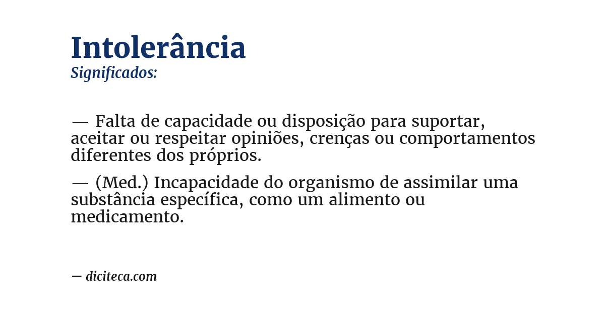 Significado de intolerância