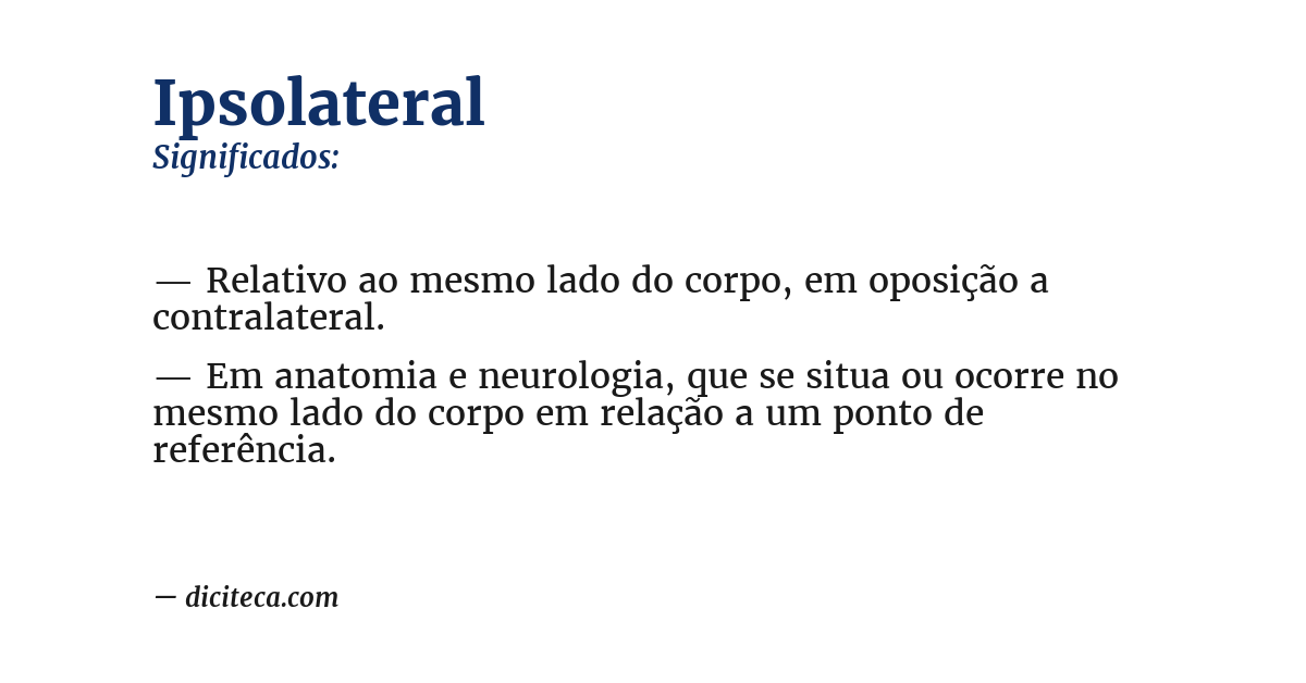 Significado de ipsolateral