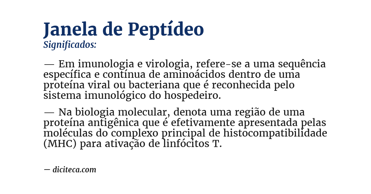 Significado de janela de peptídeo