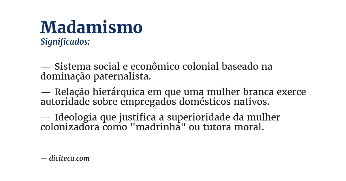 Significado de madamismo
