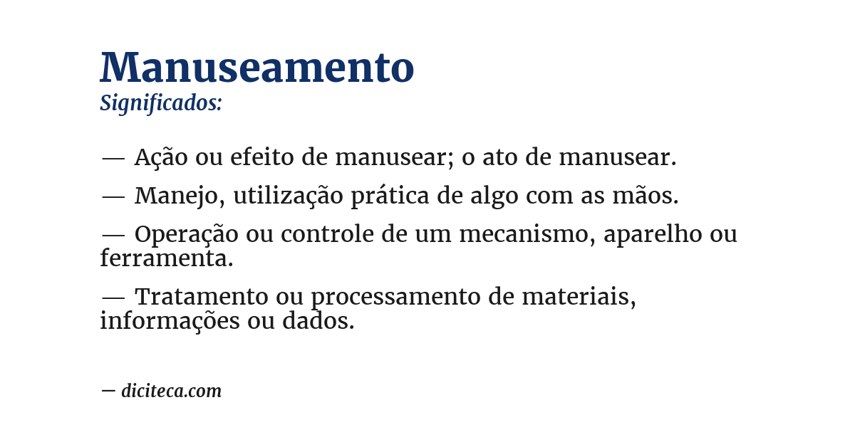 Significado de manuseamento