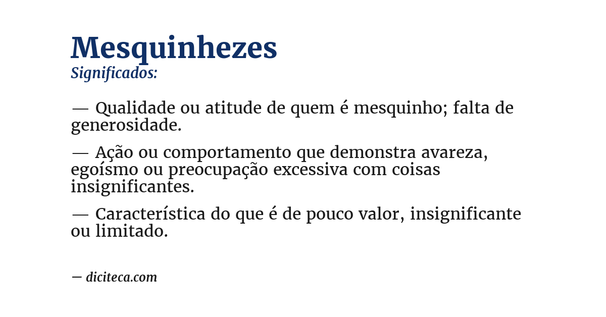 Significado de mesquinhezes