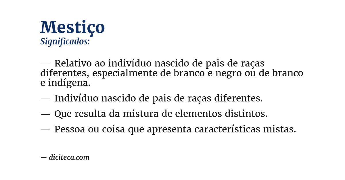 Significado de mestiço