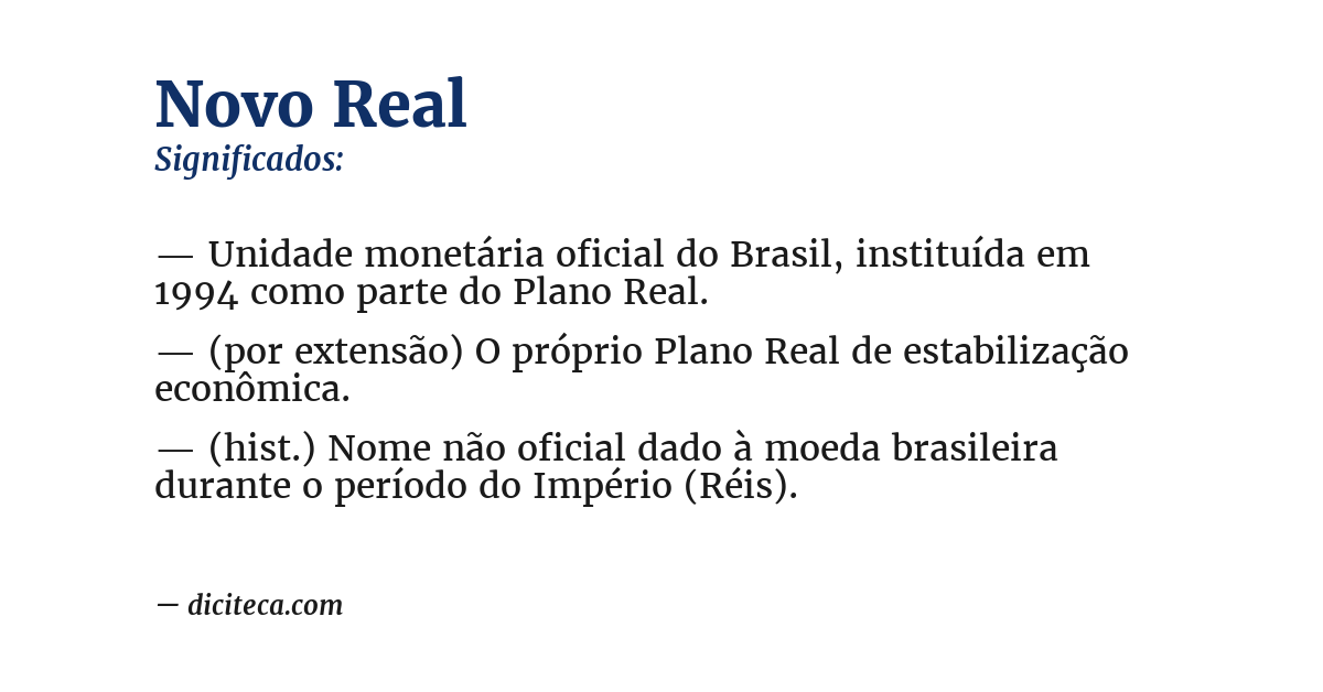 Significado de novo real