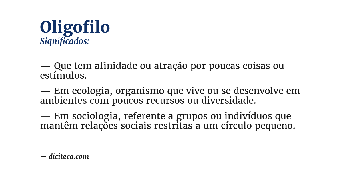 Significado de oligofilo