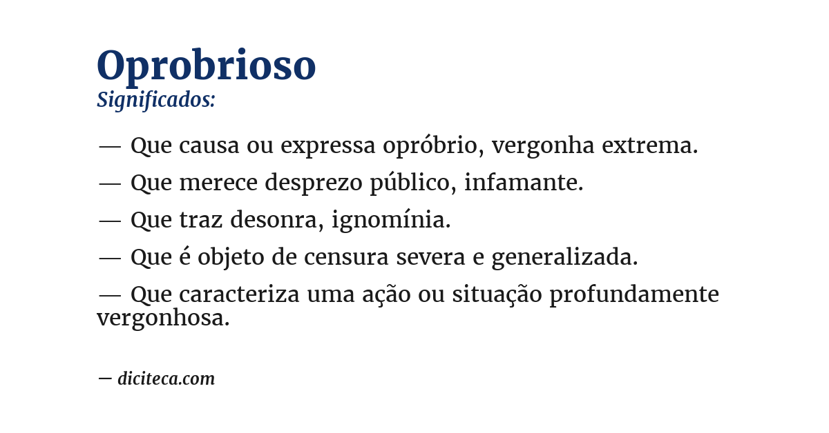 Significado de oprobrioso