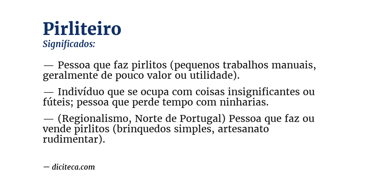 Significado de pirliteiro