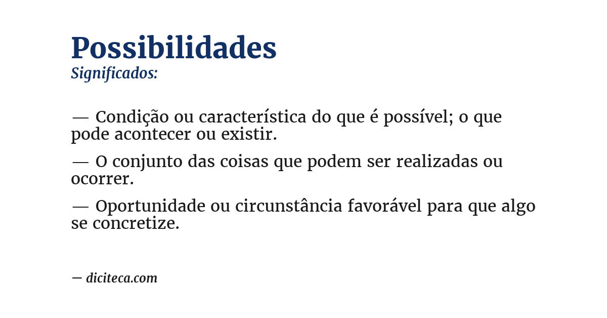 Significado de possibilidades