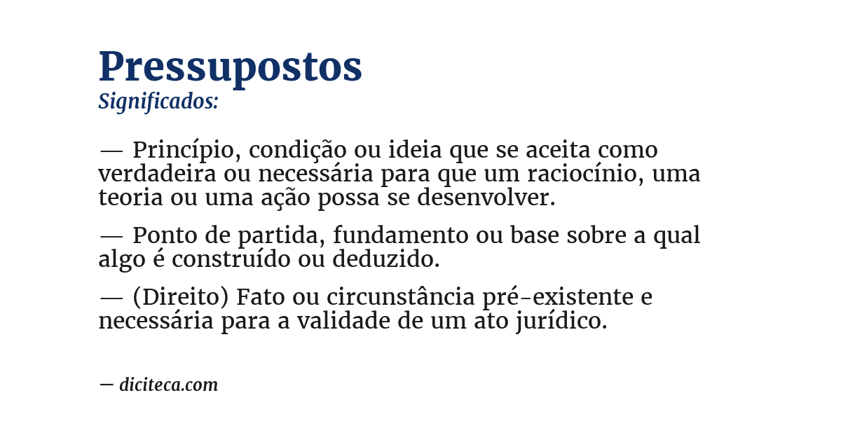 Significado de pressupostos