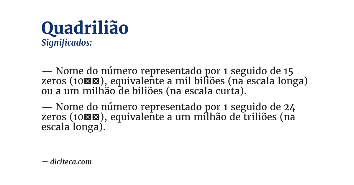 Significado de quadrilião