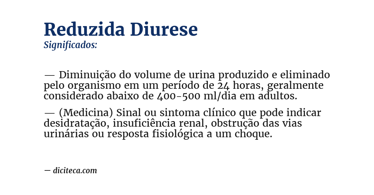 Significado de reduzida diurese