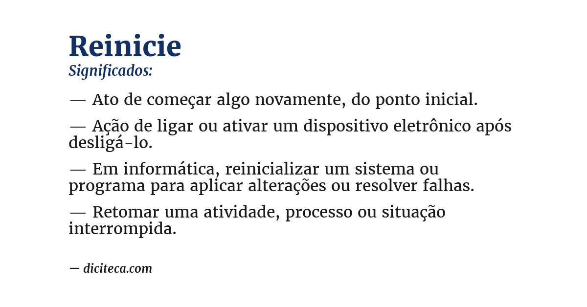 Significado de reinicie