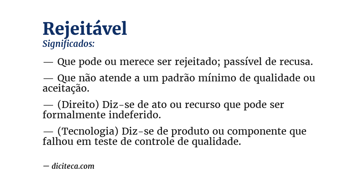 Significado de rejeitável