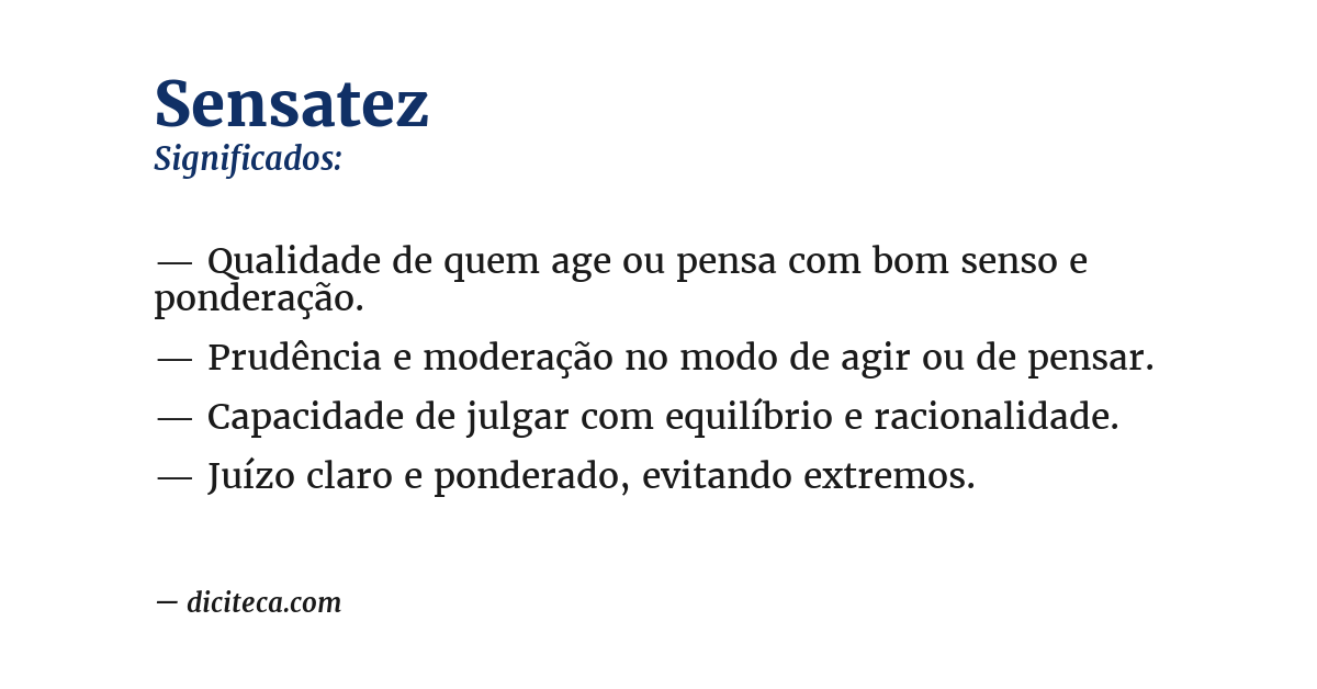 Significado de sensatez