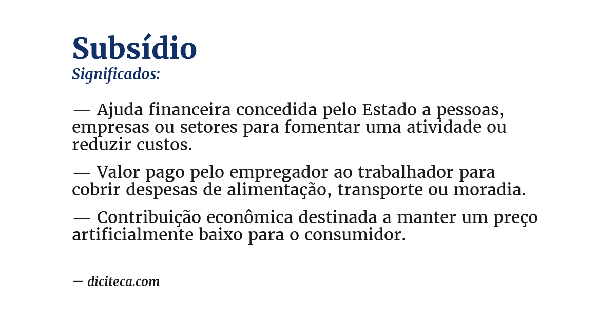 Significado de subsídio