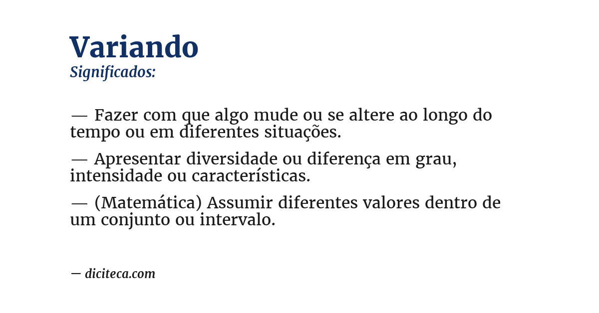 Significado de variando