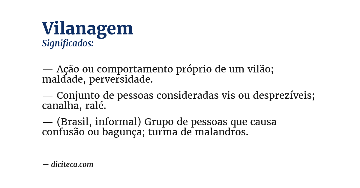 Significado de vilanagem