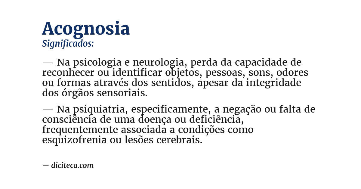 Significado de acognosia