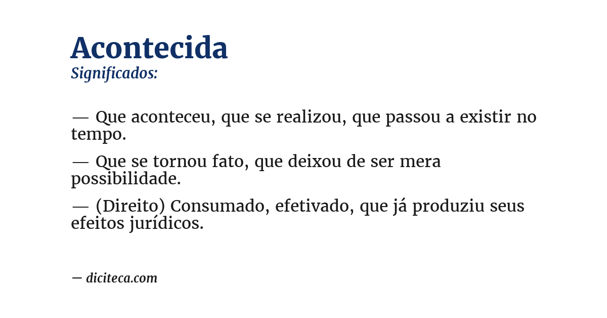 Significado de acontecida