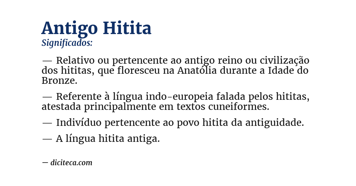 Significado de antigo hitita