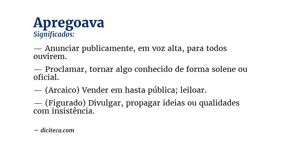 Significado de apregoava