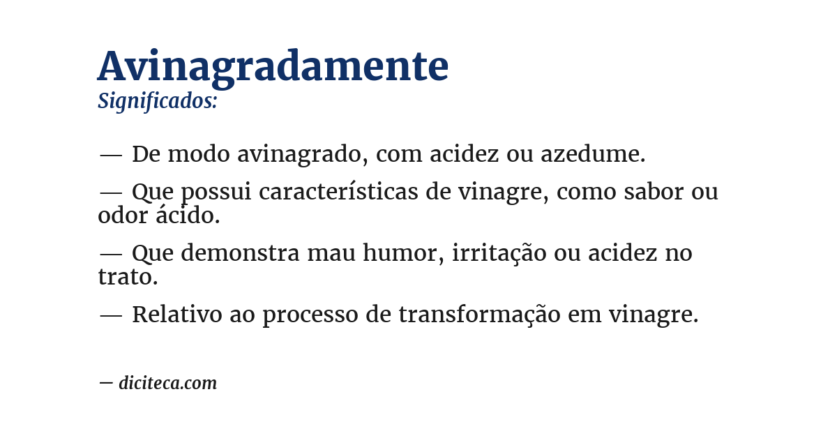 Significado de avinagradamente