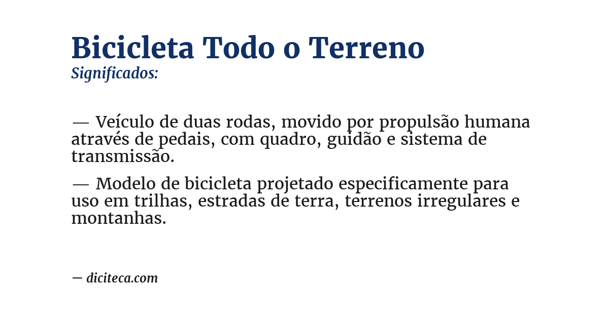 Significado de bicicleta todo o terreno