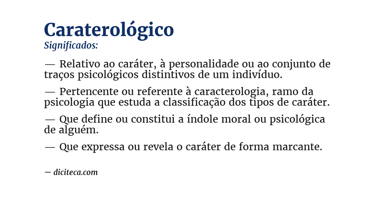 Significado de caraterológico